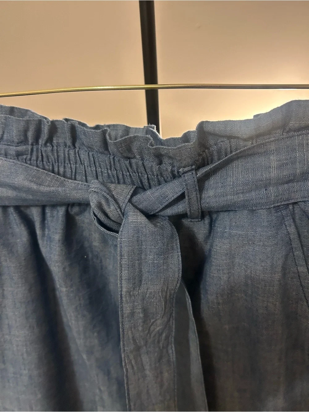 J. Crew Chambray Tie-Waist Mini Skirt in Blue